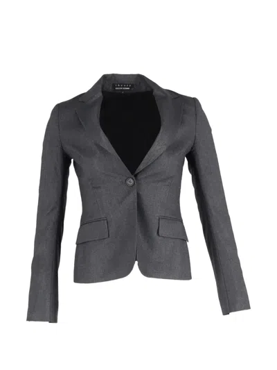 Pre-owned Theory Single-breasted Wool Blazer In Gray