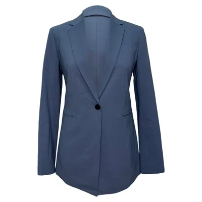 Theory Single-breasted Blazer In Navy Blue Wool In Multi