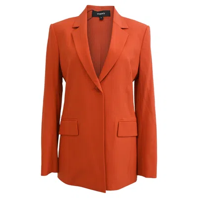 Theory Single-breasted Blazer In Orange Polyester In Multi