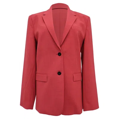 Theory Single-breasted Blazer In Red Linen In Pink