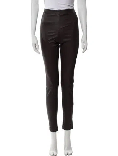 Pre-owned Theory Skinny Leg Pants In Brown