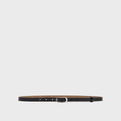 Theory Skinny Oblong Belt In Leather In Black