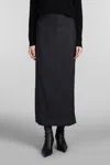 Theory Maxi Trouser Skirt In Wool-blend Flannel In Grey