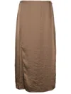 Theory Overlap Tech Satin Midi Slip Skirt In Pecan