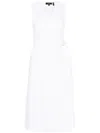 Theory Womens White Aline Wrap Stretch-linen Blend Midi Dress