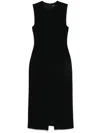 Theory Black Sleeveless Dress With Round Neck And Front Single Slit