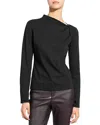 Theory Twist Neck Top In Cotton Jersey In Black
