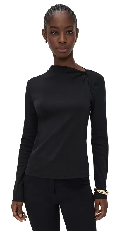 Theory Twist Neck Top In Cotton Jersey In Black