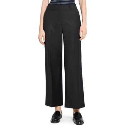 Theory Women's Good Linen High-rise Wide-leg Trousers In Black