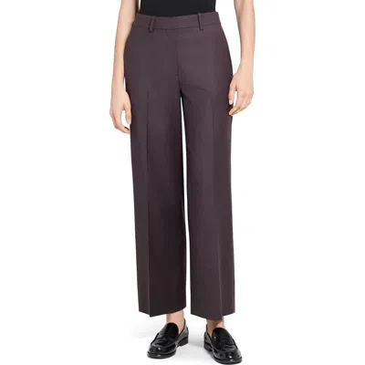 Theory Sleek Flannel Straight Classic Pants In Brown