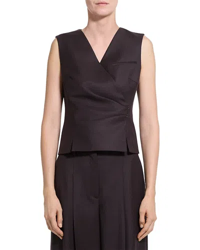 Theory Sleek Wool Wrap Vest In Black