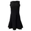 Theory Sleeveless A-line Mini Dress In Black Wool In Black