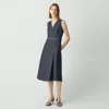 Theory Sleeveless A-line Wrap Dress In Denim In Indigo