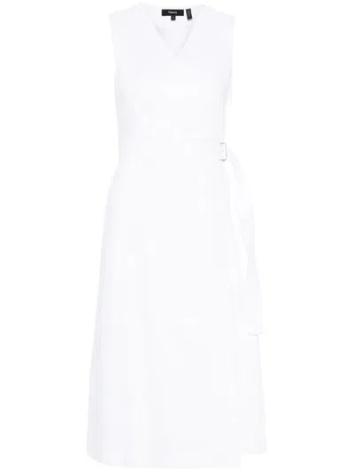 Theory Sleeveless A-line Wrap Dress In Good Linen In White