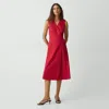 Theory Sleeveless A-line Wrap Dress In Good Linen In Cherry