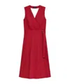 Theory Sleeveless A-line Wrap Dress In Good Linen In Cherry