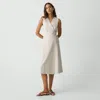 Theory Sleeveless A-line Wrap Dress In Striped Canvas In Sand Multi