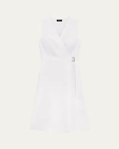 THEORY SLEEVELESS A-LINE WRAP DRESS