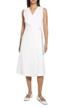 Theory Sleeveless A-line Wrap Dress In Good Linen In Whte