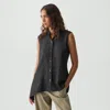 Theory Sleeveless Asymmetrical Shirt In Linen-viscose