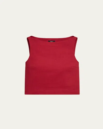 Theory Sleeveless Bateau-neck Top In Cherry