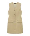 Theory Sleeveless Blazer Dress In Cotton Chino In Beige