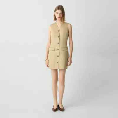 Theory Sleeveless Blazer Dress In Cotton Chino In Trench