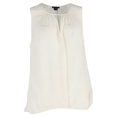 Pre-owned Theory Sleeveless Blouse In Ivory Silk In White
