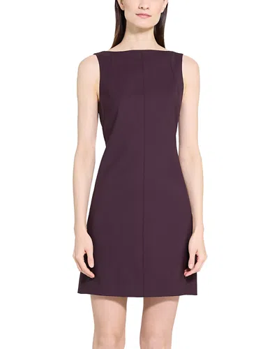 Theory Sleeveless Boat Neck Mini Dress In Purple