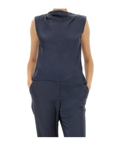 Theory Sleeveless Boat Neck Top In Multi