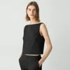 Theory Sleeveless Boatneck Top In Good Linen