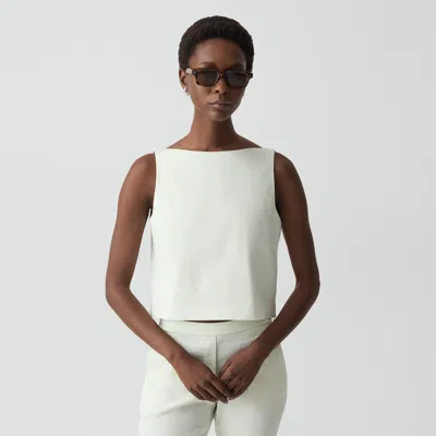 Theory Sleeveless Boatneck Top In Good Linen In White