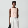 Theory Sleeveless Boatneck Top In Good Linen In Neutral