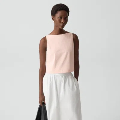Theory Sleeveless Boatneck Top In Good Linen In Neutral