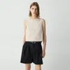 Theory White Top With Boat Neckline And Pences In Linen Blend Woman In Straw