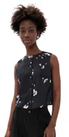 Theory Sleeveless Button Down Shell Top Black Multi - A0p In Black