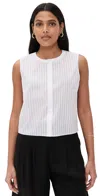Theory Sleeveless Button Down Shell White
