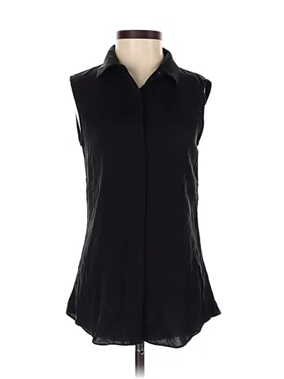 Pre-owned Theory Sleeveless Button Down Shirt In Black