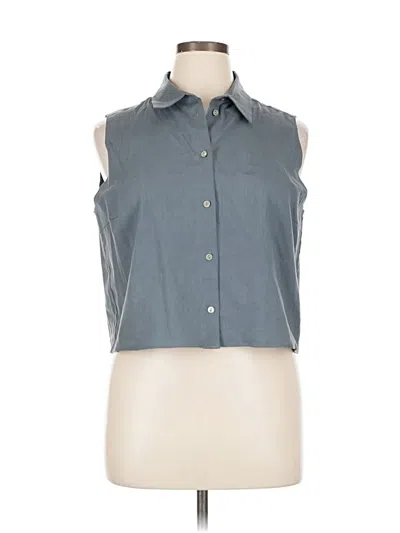 Pre-owned Theory Sleeveless Button Down Shirt In Gray