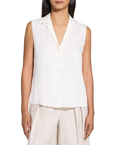 THEORY SLEEVELESS BUTTON FRONT SILK TOP