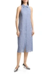 Theory Sleeveless Button-up Midi Shirtdress In Chambray