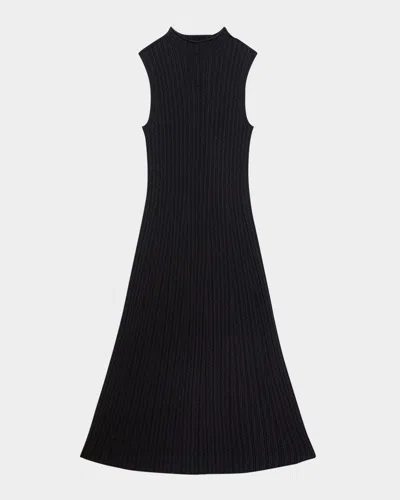 Theory Sleeveless Cable-knit Midi Dress In Black