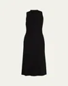 Theory Cable Stitch Sleeveless Wool Blend Sweater Midi Dress In Black