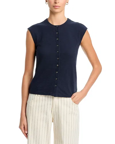 Theory Sleeveless Cotton Cardigan In Blue
