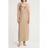 Theory Sleeveless Cowl Back Maxi Slipdress In Neutral