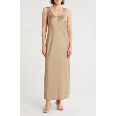 Theory Sleeveless Cowl Back Maxi Slipdress In Neutral