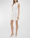 Theory Sleeveless Crewneck Pleated Mini Dress In White