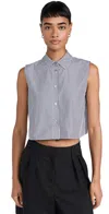 Theory Cropped Shirt In Navy Multi