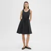 Theory Sleeveless Drawstring Dress In Cotton-blend In Black