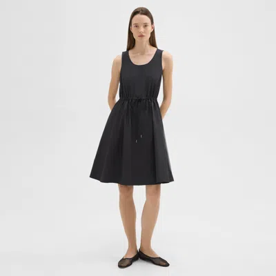 Theory Sleeveless Drawstring Dress In Cotton-blend In Blk